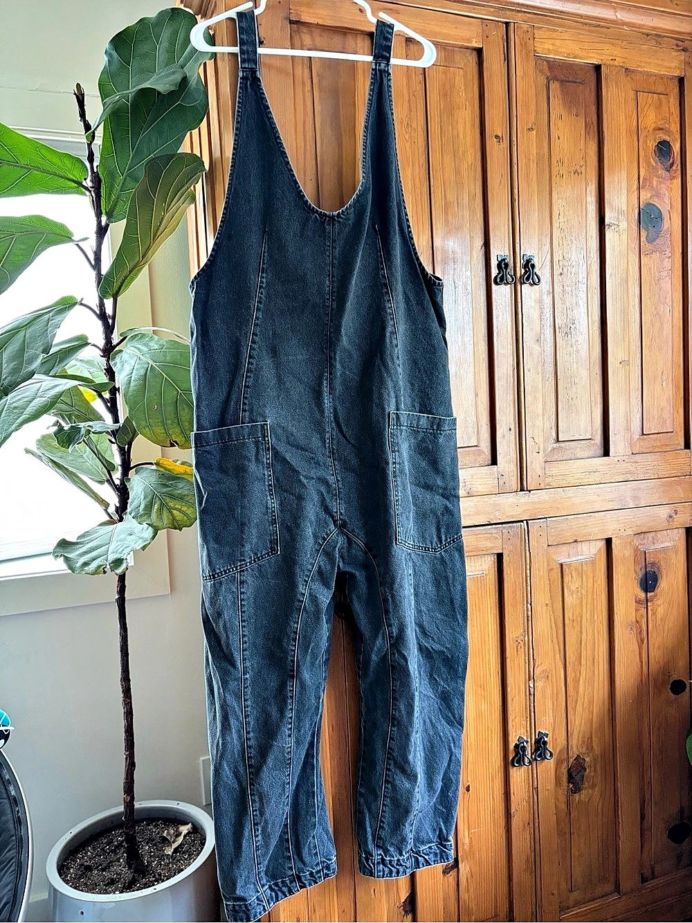 We The Free High Roller Jumpsuit Black Cotton Jumpsuit Size XL
